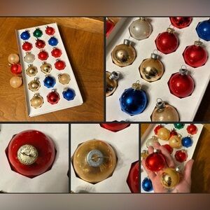 Vintage Rauch Holly Glass Christmas Ornaments 1 3/4 Mixed Color Bulb Lot of 21
